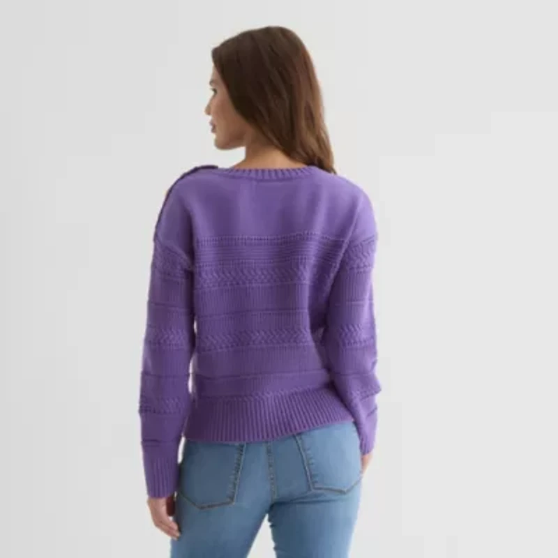 St. John's Bay Womens Crew Neck Long Sleeve Pullover Sweater