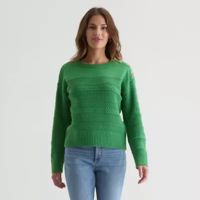 St. John's Bay Womens Crew Neck Long Sleeve Pullover Sweater