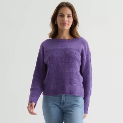 St. John's Bay Womens Crew Neck Long Sleeve Pullover Sweater