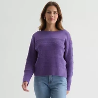 St. John's Bay Womens Crew Neck Long Sleeve Pullover Sweater