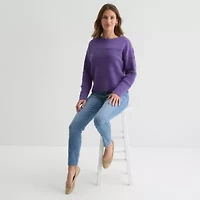 St. John's Bay Womens Crew Neck Long Sleeve Pullover Sweater