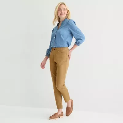 St. John's Bay Womens Stretch Fabric Ankle High Rise Trouser