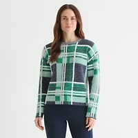 Liz Claiborne Womens Crew Neck Long Sleeve Pullover Sweater