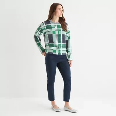 Liz Claiborne Womens Crew Neck Long Sleeve Pullover Sweater