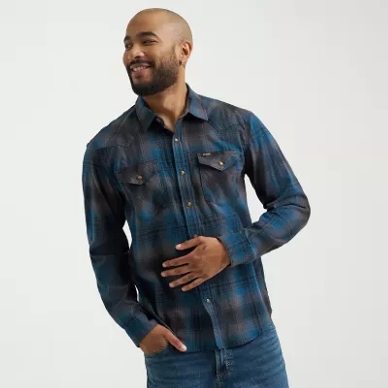 Wrangler Broken Twill Mens Long Sleeve Regular Fit Button-Down Shirt