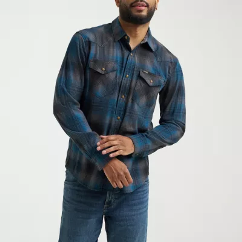 Wrangler Broken Twill Mens Long Sleeve Regular Fit Button-Down Shirt