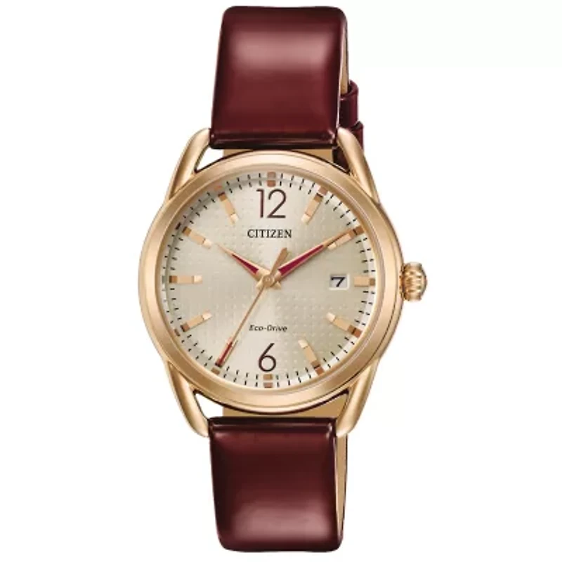 Drive from Citizen Red Leather Strap Watch Fe6083-05p