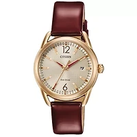 Drive from Citizen Red Leather Strap Watch Fe6083-05p