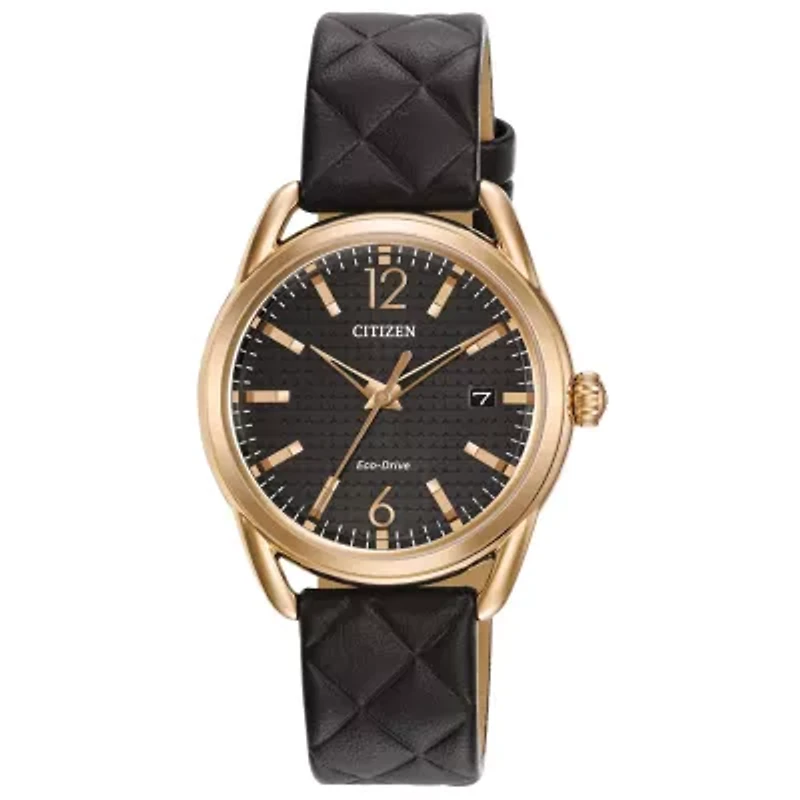 Citizen Womens Black Leather Strap Watch Fe6083-13e