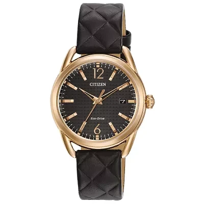 Citizen Womens Black Leather Strap Watch Fe6083-13e