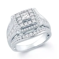 Signature By Modern Bride Womens 2 CT. T.W. Natural White Diamond 14K Gold Cushion Bridal Set