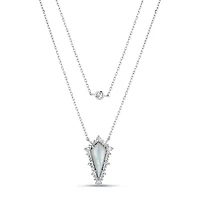 Womens White Mother Of Pearl Sterling Silver 18 Inch Pendant Necklace