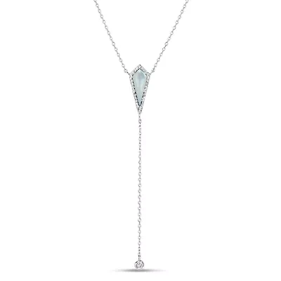 Womens White Mother Of Pearl Sterling Silver 18 Inch Y Necklace