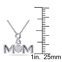 "Mom" Womens Diamond Accent Natural White Diamond Sterling Silver 18 Inch Pendant Necklace