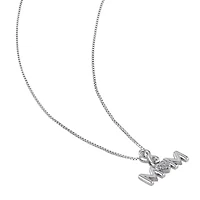 "Mom" Womens Diamond Accent Natural White Diamond Sterling Silver 18 Inch Pendant Necklace