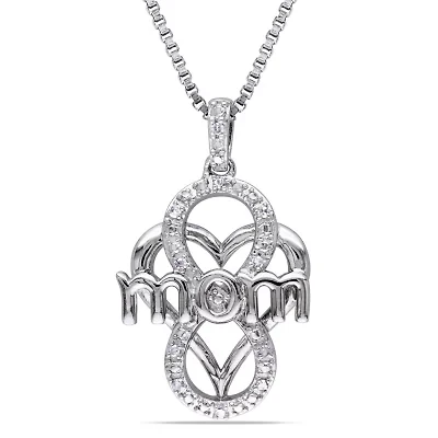 Womens Diamond Accent Natural White Diamond Sterling Silver 18 Inch Pendant Necklace