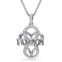Womens Diamond Accent Natural White Diamond Sterling Silver 18 Inch Pendant Necklace