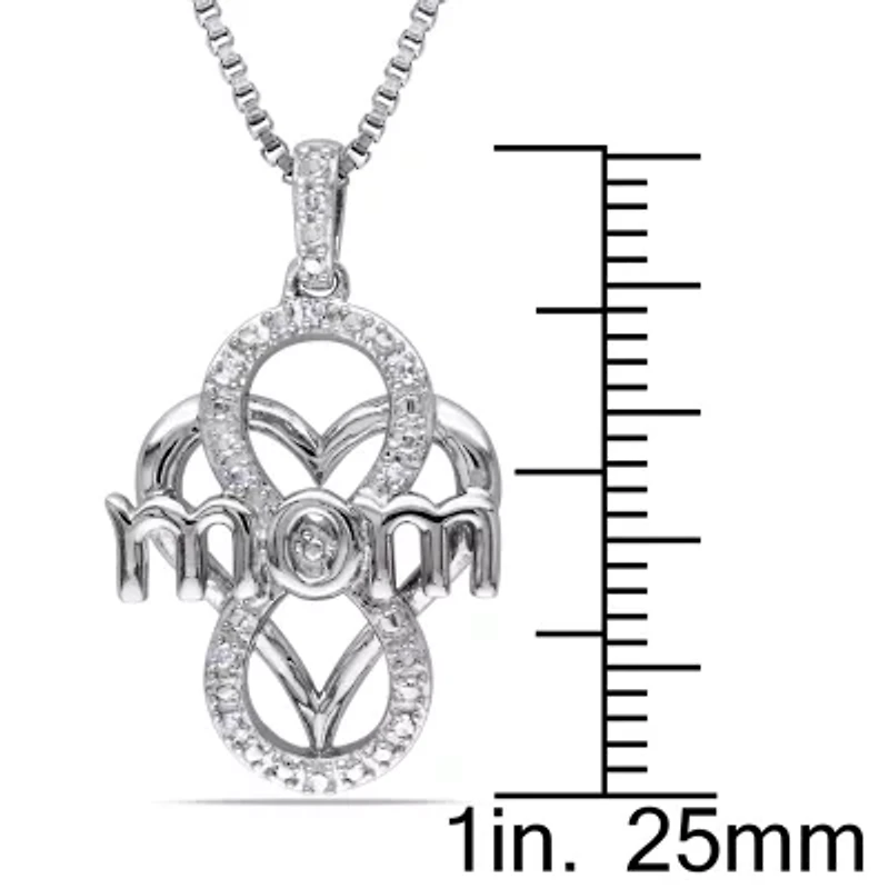 Womens Diamond Accent Natural White Diamond Sterling Silver 18 Inch Pendant Necklace