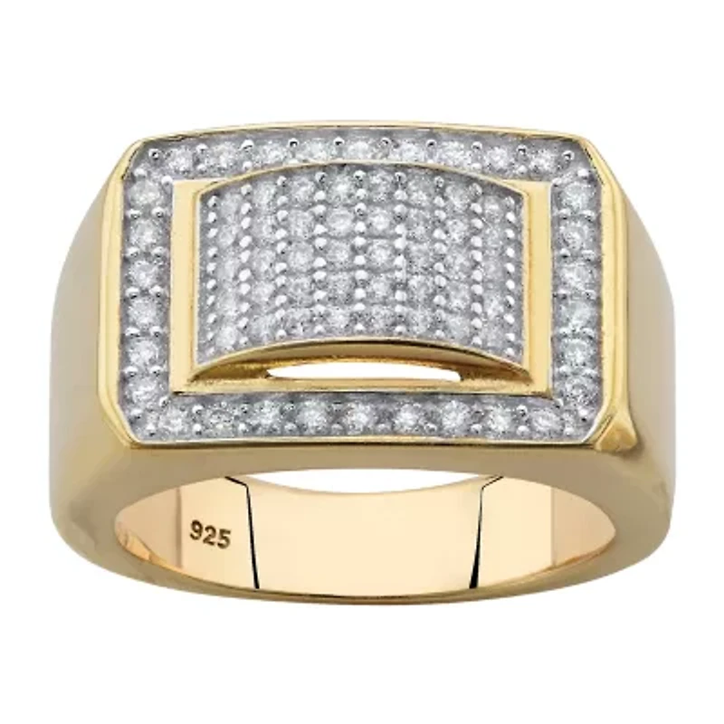 Mens 1 1/10 CT. T.W.  Cubic Zirconia 18K Gold Over Silver Fashion Ring