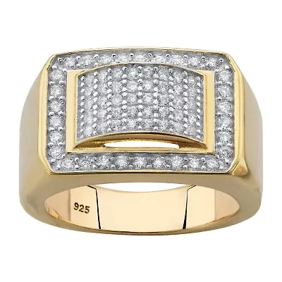 Mens 1 1/10 CT. T.W.  Cubic Zirconia 18K Gold Over Silver Fashion Ring