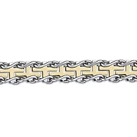 Mens Stainless Steel and Gold Ion Plated Cross Link Bracelet