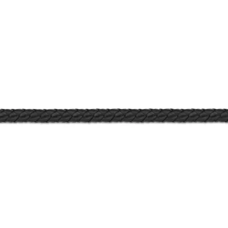 Mens Braided Black Leather Stainless Steel Bracelet