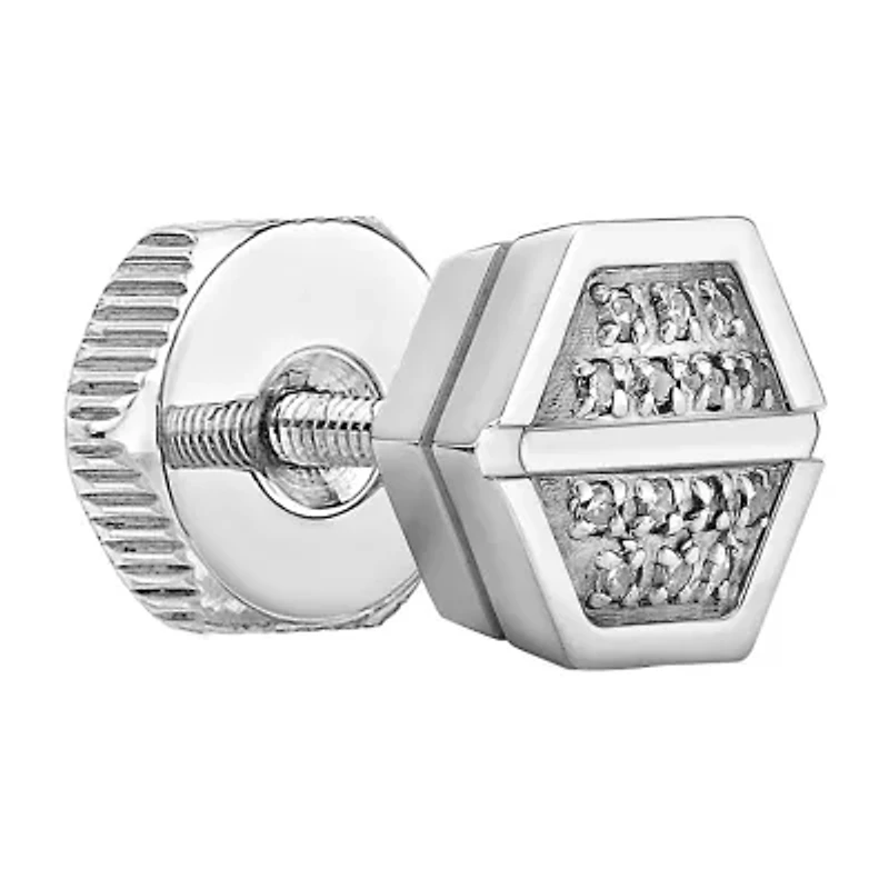 Mens 1/10 CT. T.W. Diamond Stainless Steel Stud Earring