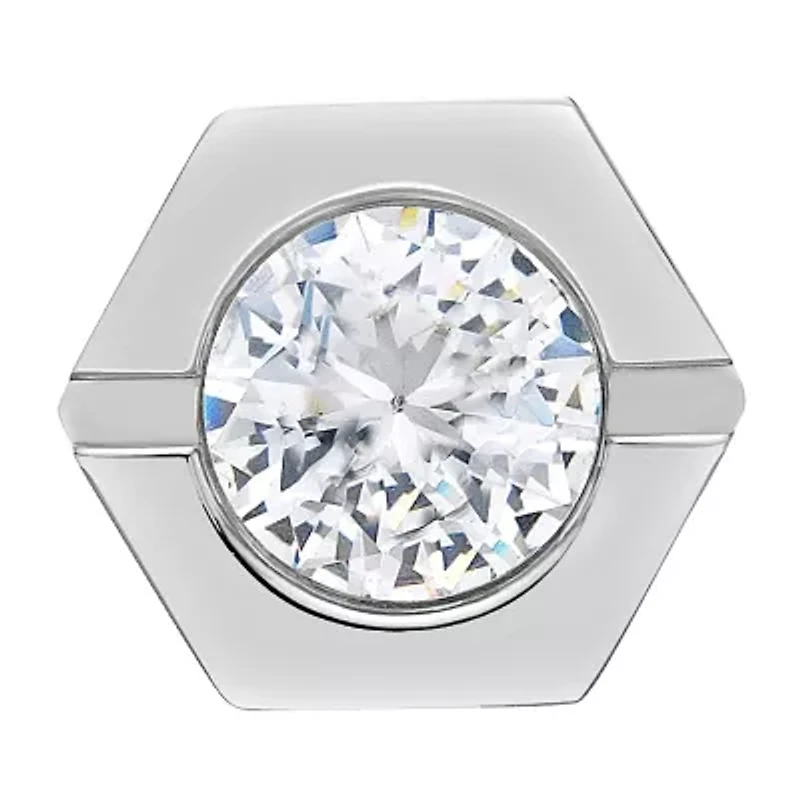 Mens Cubic Zirconia Stainless Steel Stud Earring