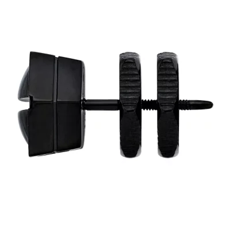 Mens Stainless Steel & Black IP Stud Earring