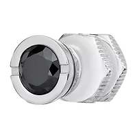 Mens Black and White Cubic Zirconia Stainless Steel Stud Earring