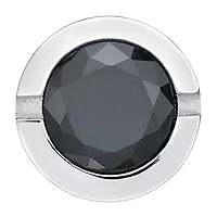 Mens Black and White Cubic Zirconia Stainless Steel Stud Earring