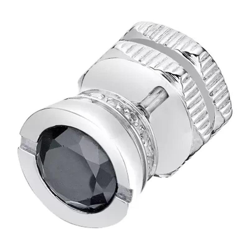 Mens Black and White Cubic Zirconia Stainless Steel Stud Earring