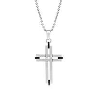 Mens Stainless Steel Cross Pendant Necklace