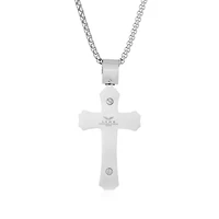 Mens Stainless Steel Triple Layer Cross Pendant Necklace