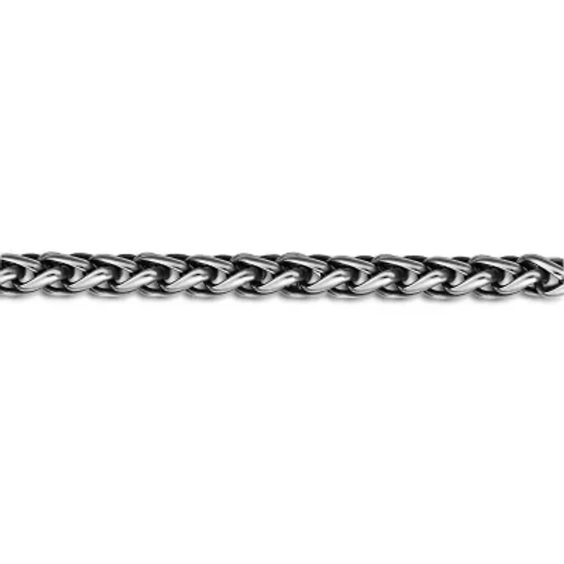 Mens Stainless Steel & Black IP 9" 8mm Wheat Bracelet