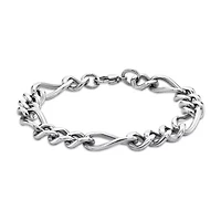 Mens Stainless Steel 9" 11mm Figaro Bracelet