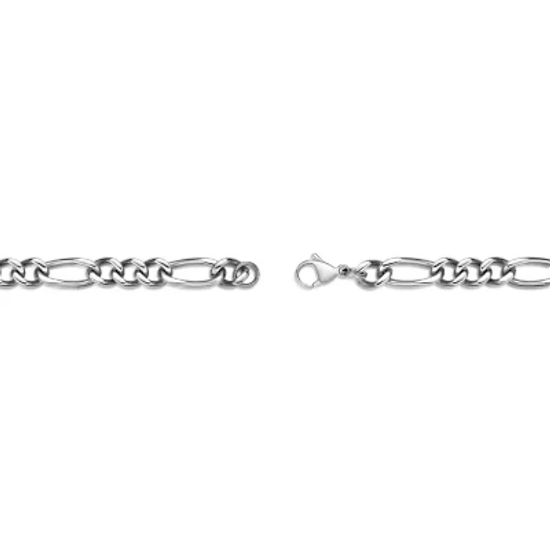 Mens Stainless Steel 9" 11mm Figaro Bracelet