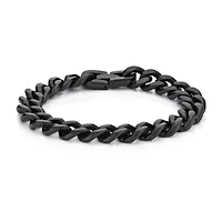 Mens Stainless Steel & Black IP 9" 12mm Chunky Curb Bracelet