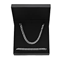 Mens Stainless Steel 6mm Foxtail Chain & Bracelet Boxed Set