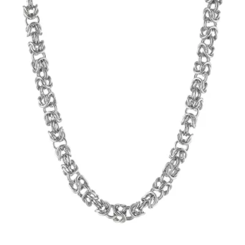 Mens Stainless Steel 24" 7mm Byzantine Chain