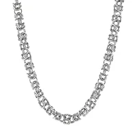 Mens Stainless Steel 24" 7mm Byzantine Chain