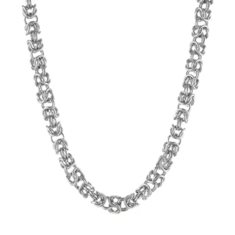 Mens Stainless Steel 18" 7mm Byzantine Chain