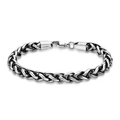 Mens Stainless Steel 10 Inch Solid Wheat Chain Bracelet