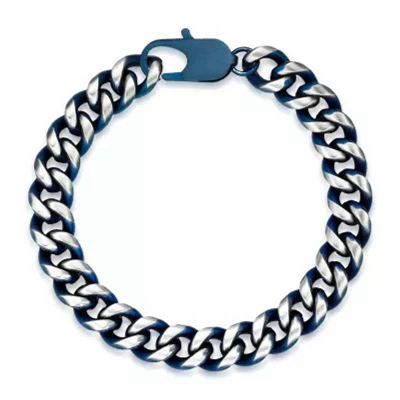 Mens Stainless Steel Inch Solid Curb Chain Bracelet