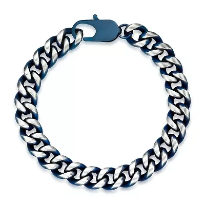 Mens Stainless Steel Inch Solid Curb Chain Bracelet