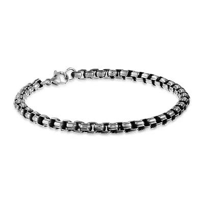 Mens Stainless Steel 9 Inch Solid Box Chain Bracelet