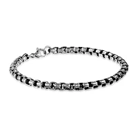 Mens Stainless Steel Inch Solid Box Chain Bracelet