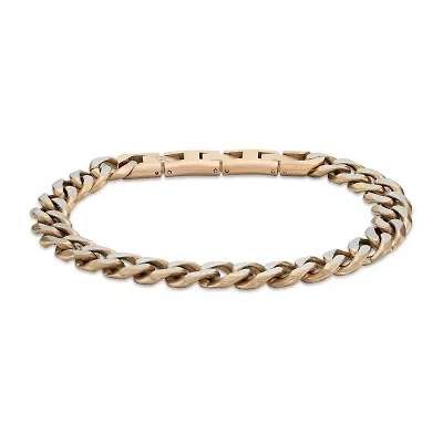 Mens Stainless Steel 9 Inch Solid Curb Chain Bracelet