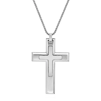 Mens Cross 24 Inch Pendant Necklace