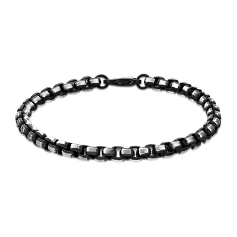 Mens Stainless Steel 8 1/2 Inch Solid Box Chain Bracelet